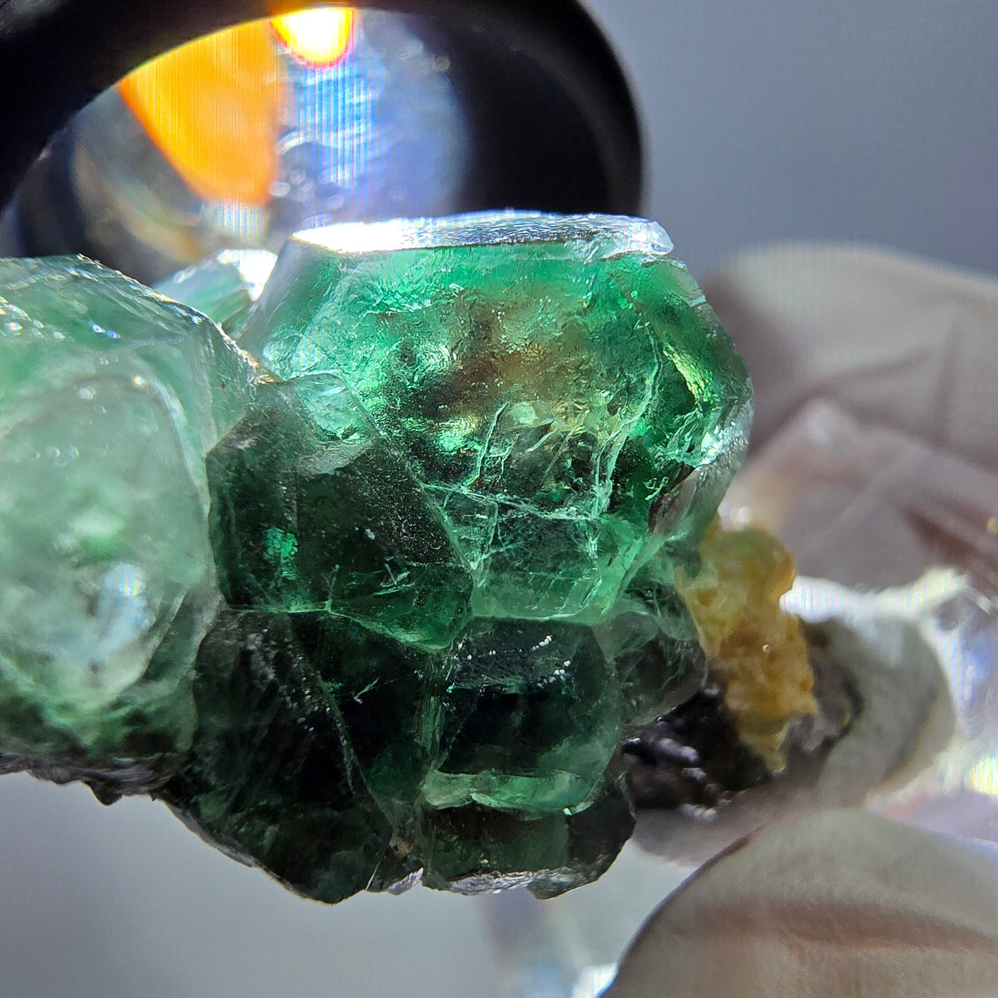 Cube de fluorite fantôme hexagonal, muscovite, tourmaline Schörl Erongo, Namibie 32*26*21mm