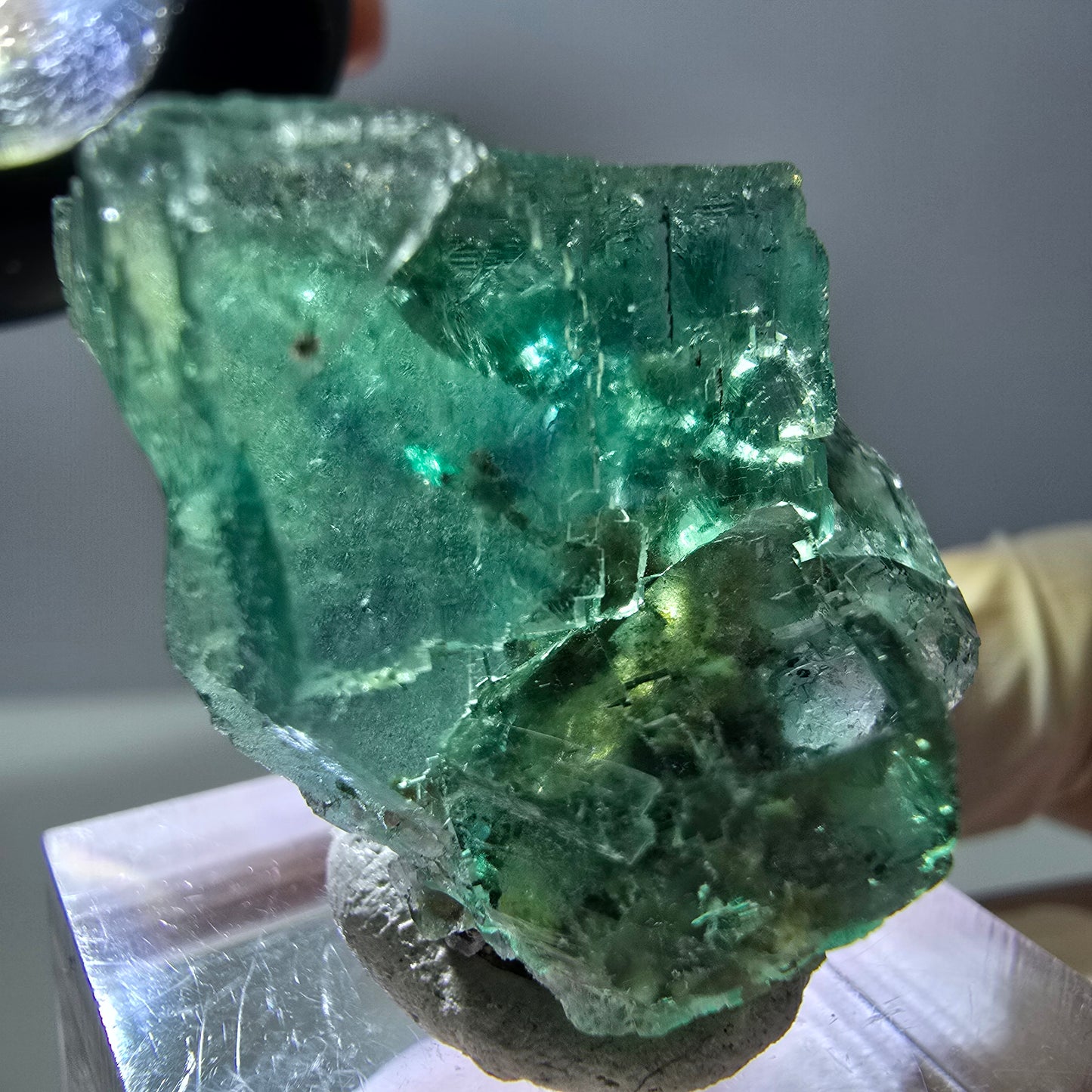 Phantom Fluorit Würfel Stufe, grün parkettiert Okorusu, Namibia 27*24*20mm