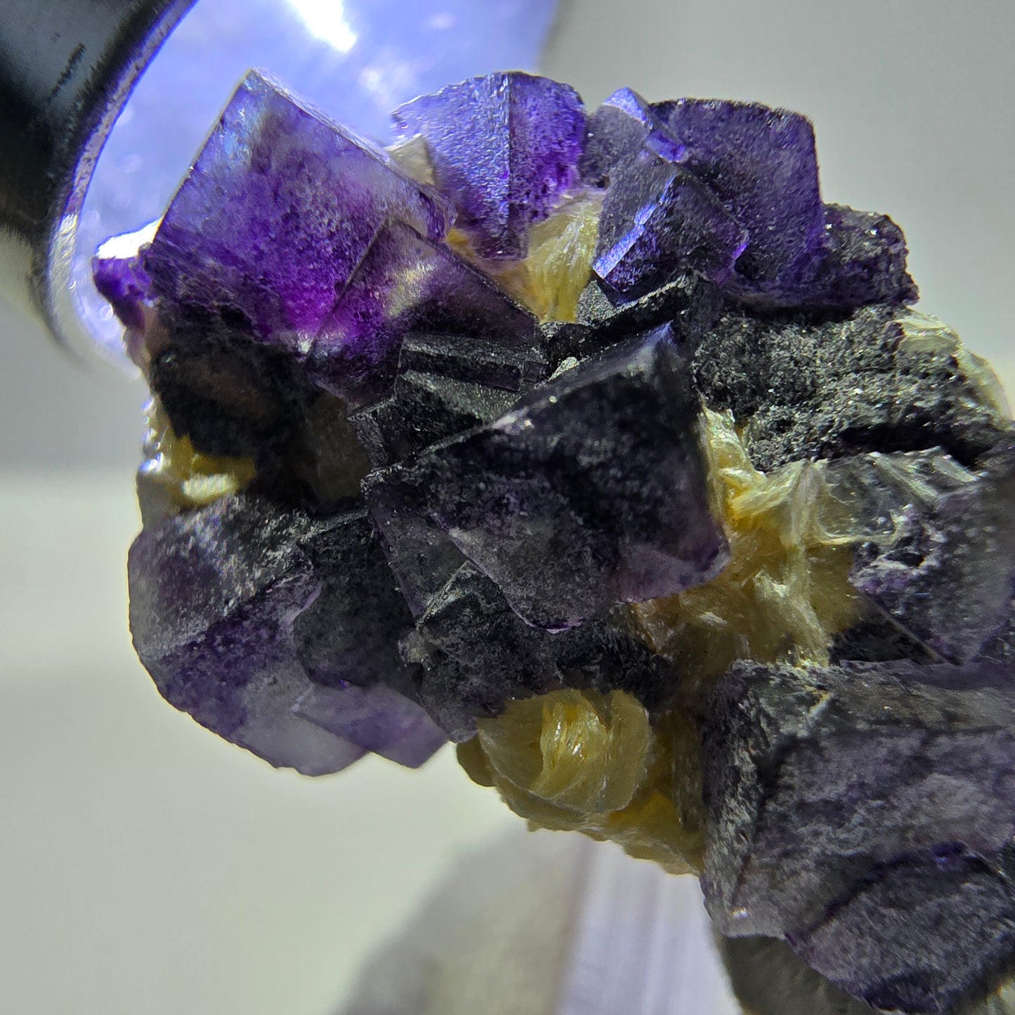 Cubes de fluorite fantôme colorés, spécimen de muscovite, Erongo, Namibie, 26 x 19 x 15 mm