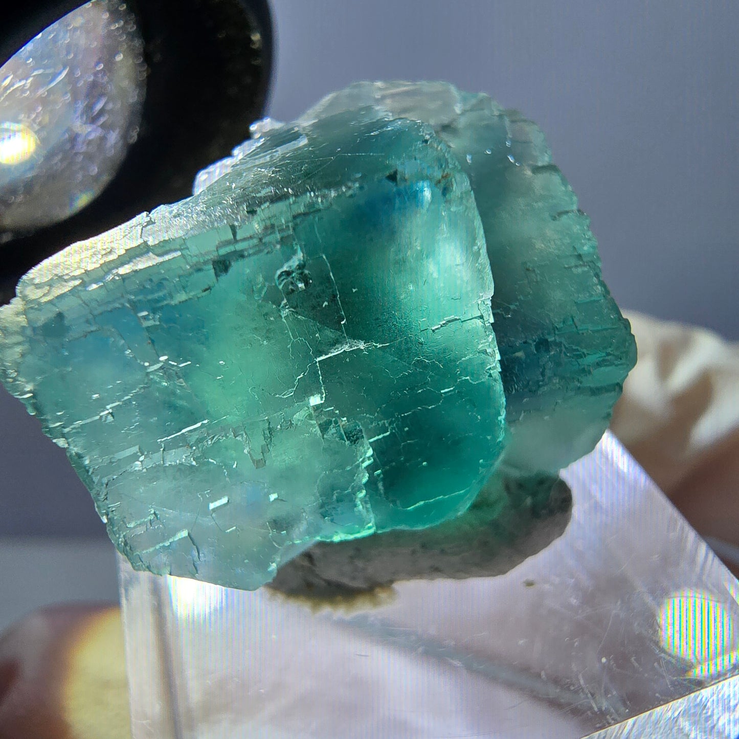 Phantom Fluorit Würfel Stufe, grün parkettiert Okorusu, Namibia 28*23*16mm