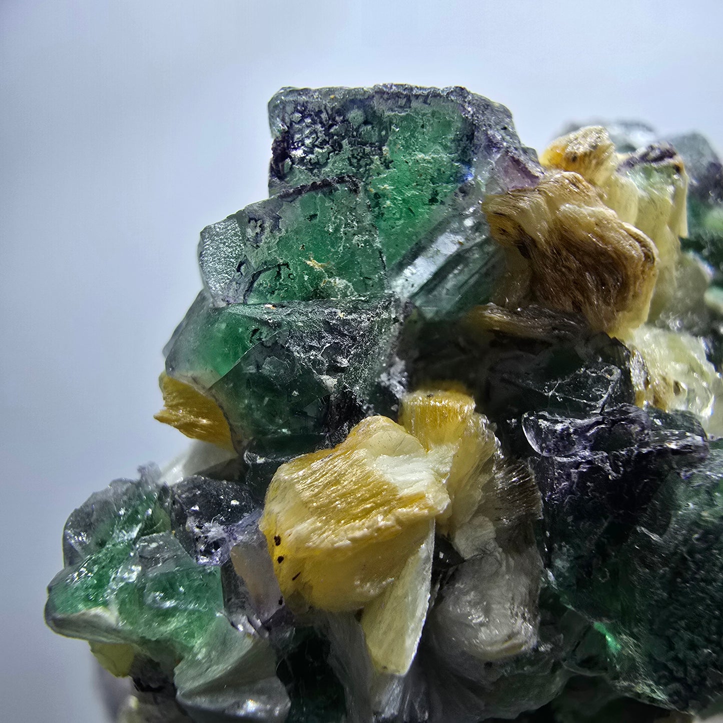 Phantom Fluorit, Rauchquarz, Schörl Turmalin, Muskovit Erongo Namibia 59*51*30mm