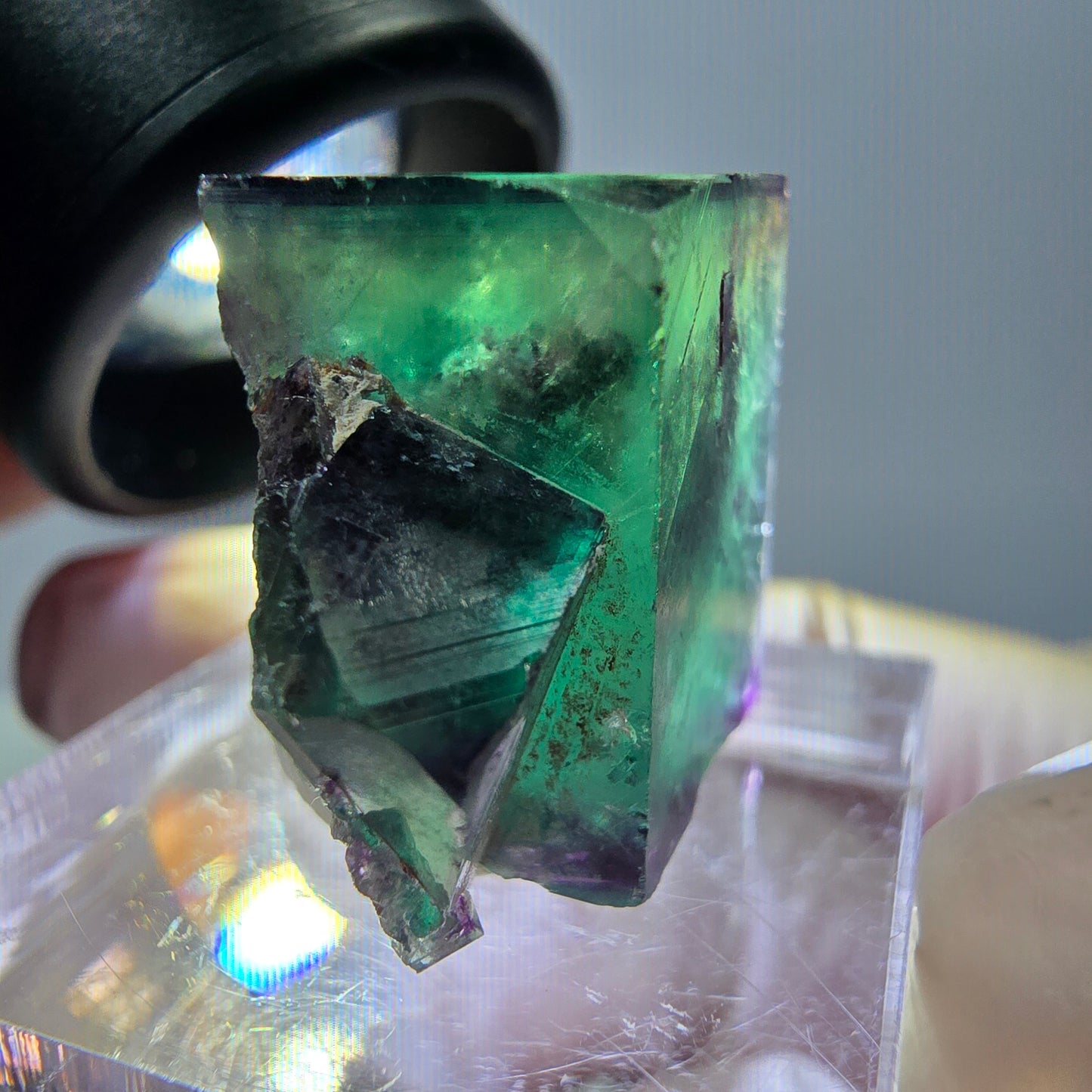 Phantom Fluorit Würfel Stufe, grün lila Okorusu, Namibia 21*18*14mm