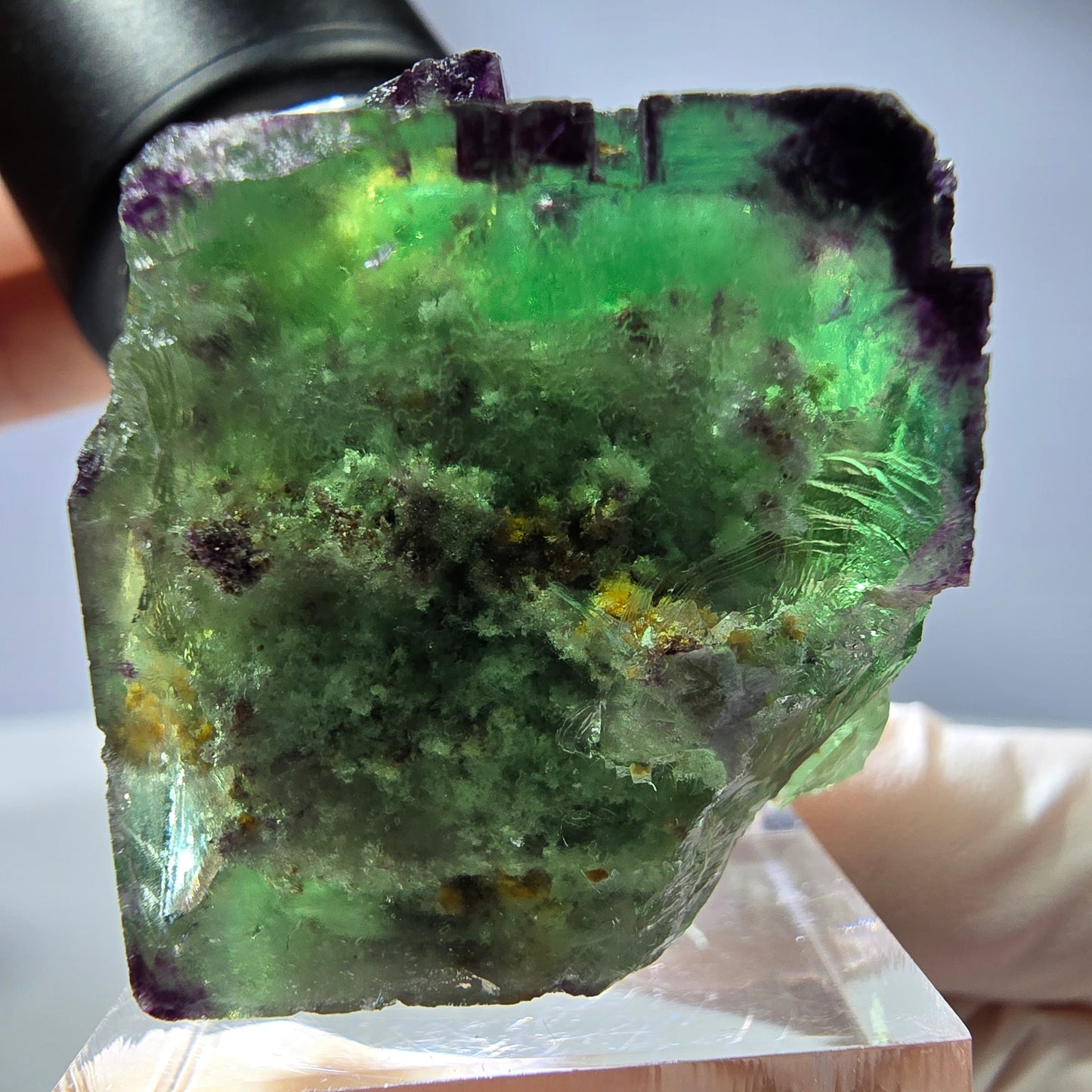 Spécimen de cube de fluorite fantôme, parqueté, zonal Okorusu, Namibie 28*28*31mm