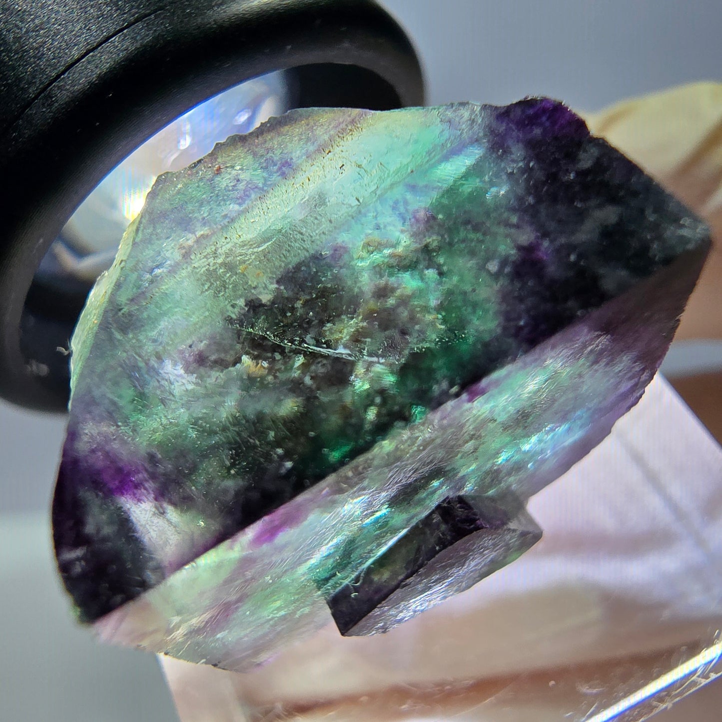 Phantom Fluorit Würfel parkettiert, zonal, grün lila Okorusu, Namibia 20*18*15mm