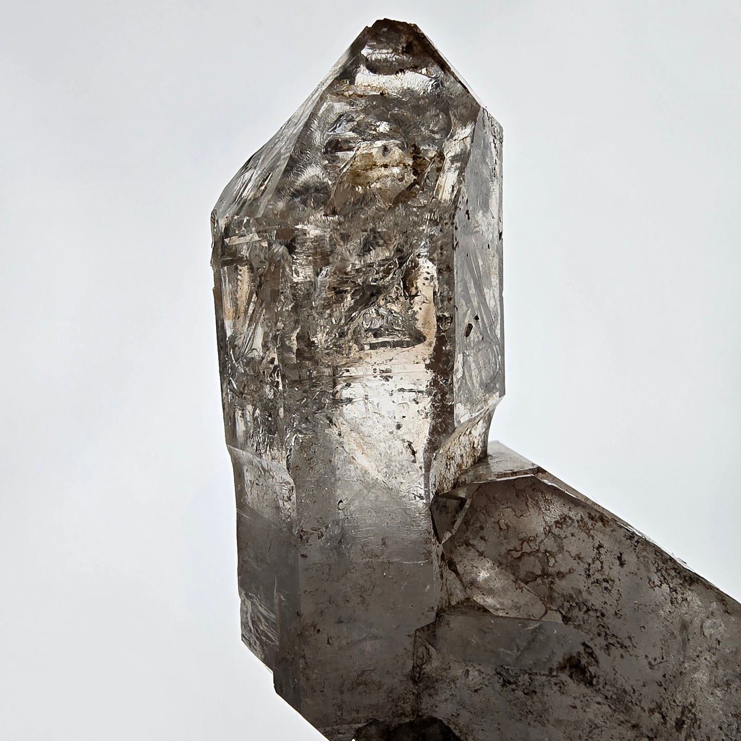 Sceptre XL Enhydro Squelette Quartz Fumé DT 3x Bulle Valentine Pocket Gob. Namibie 146 x 69 x 42 mm