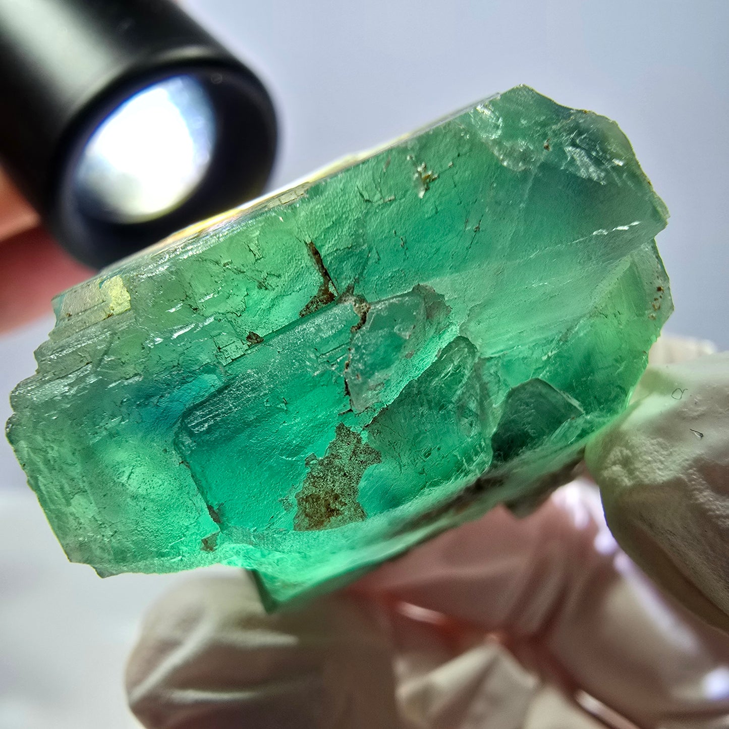 Spécimen de cube de fluorite fantôme transparente, vert parqueté Okorusu, Namibie 33 x 31 x 30 mm