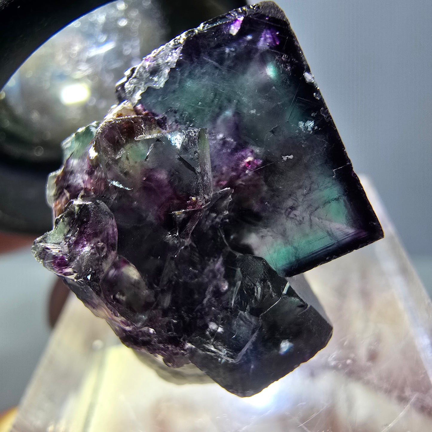 Phantom Fluorit Würfel Stufe, parkettiert grün lila Okorusu, Namibia 19*16*16mm