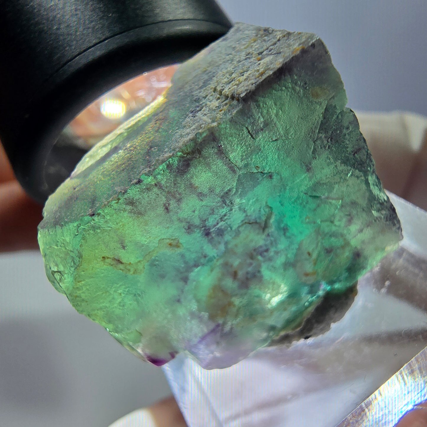 Phantom Fluorit Würfel Stufe, grün lila Okorusu, Namibia 25*21*16mm
