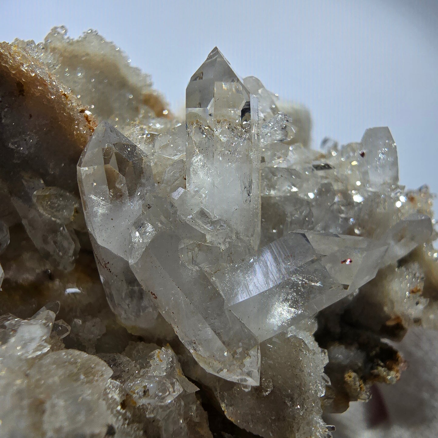 Phantom Smoky Quartz DT, UV Calcite on Matrix Specimen Valentine Pocket, Namibia 86*60*34mm
