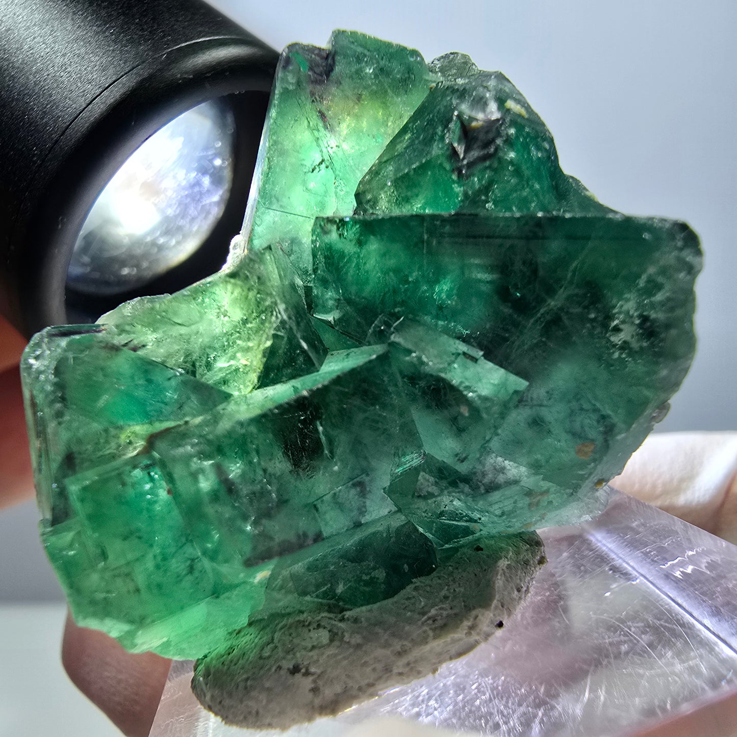 Phantom Fluorit Würfel Stufe, grün lila Okorusu, Namibia 34*30*16mm