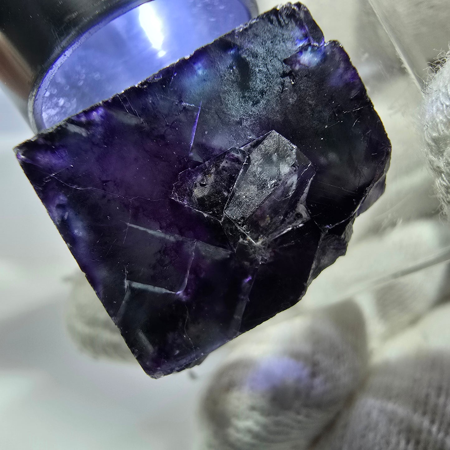 Seltener Phantom Fluorit Würfel, zonal grün lila Okorusu, Namibia 26*25*18mm