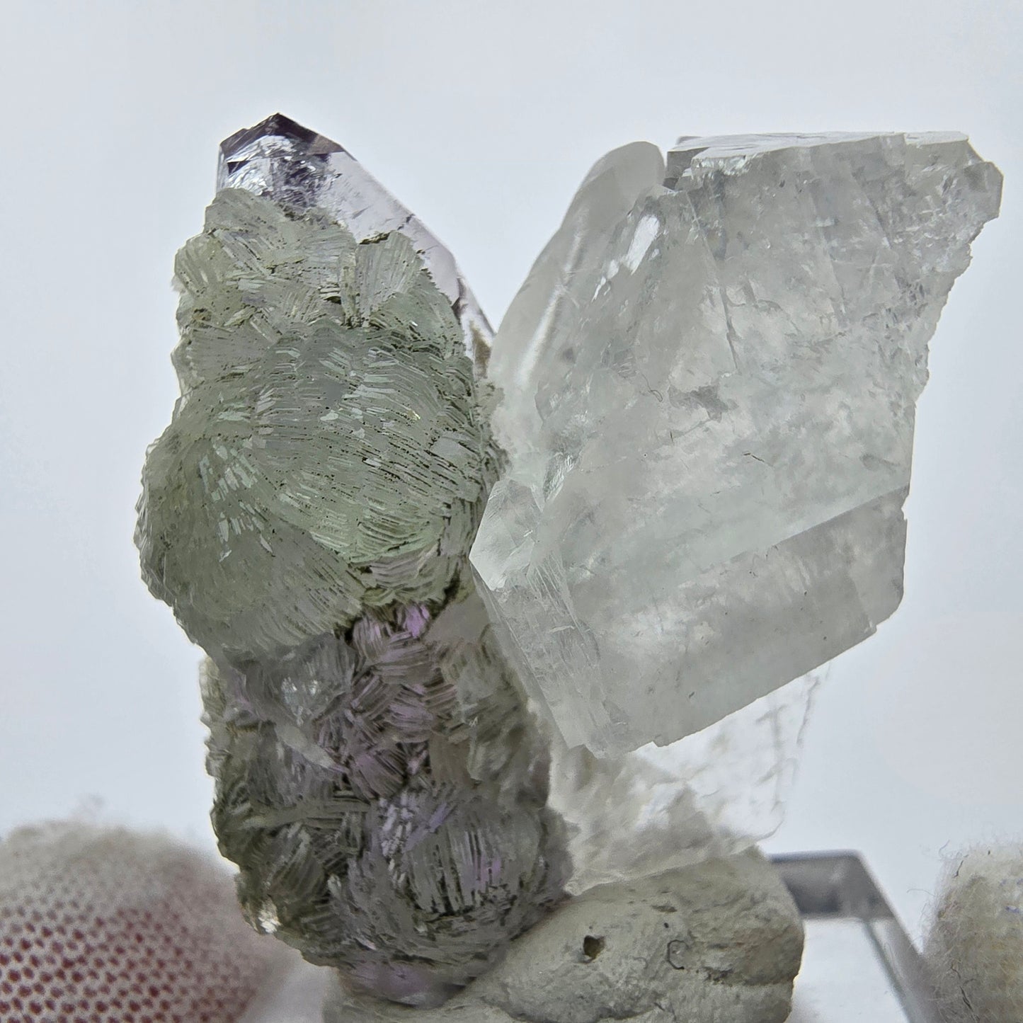 Enhydro Harlequin Améthyste Préhnite UV Calcite Streep Mine Gobo. Namibie 37*31*19mm