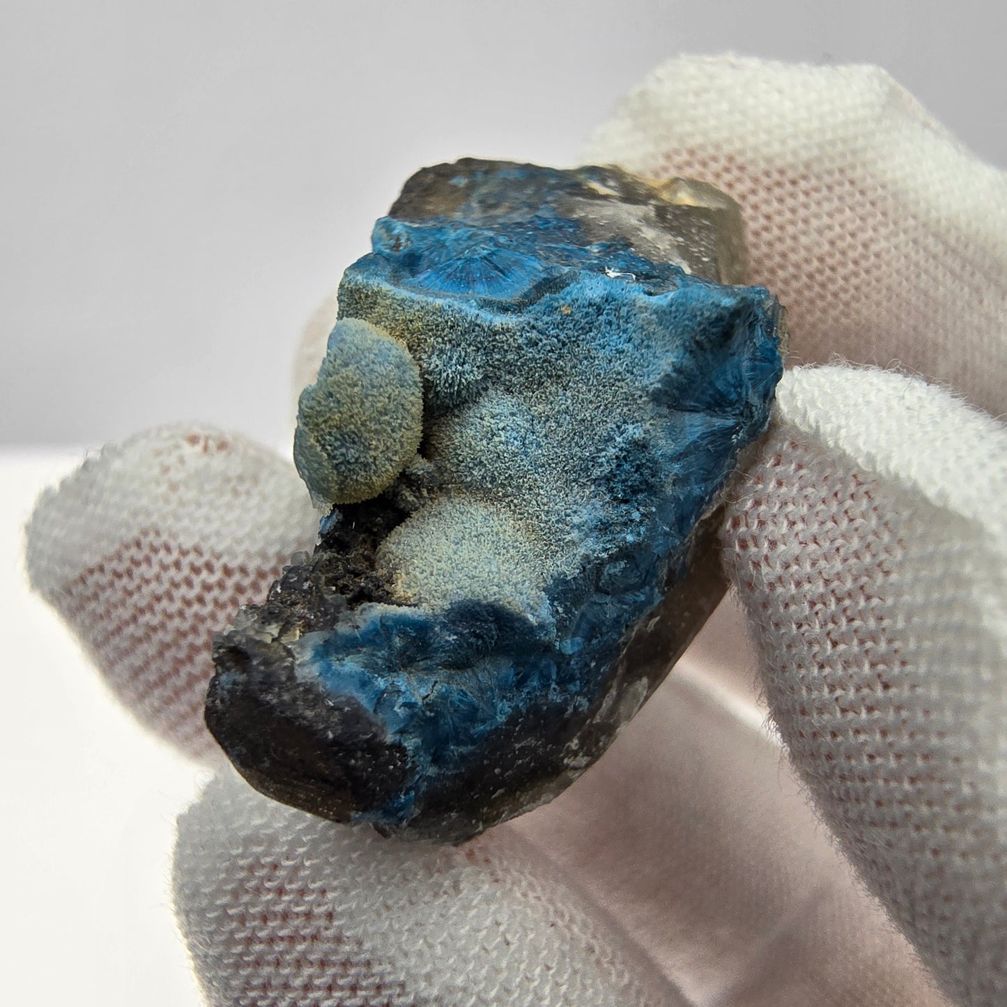 Seltene Shattuckit Stufe mit Kugel Kristallen blau Kaokoveld, Namibia 32*17*14mm