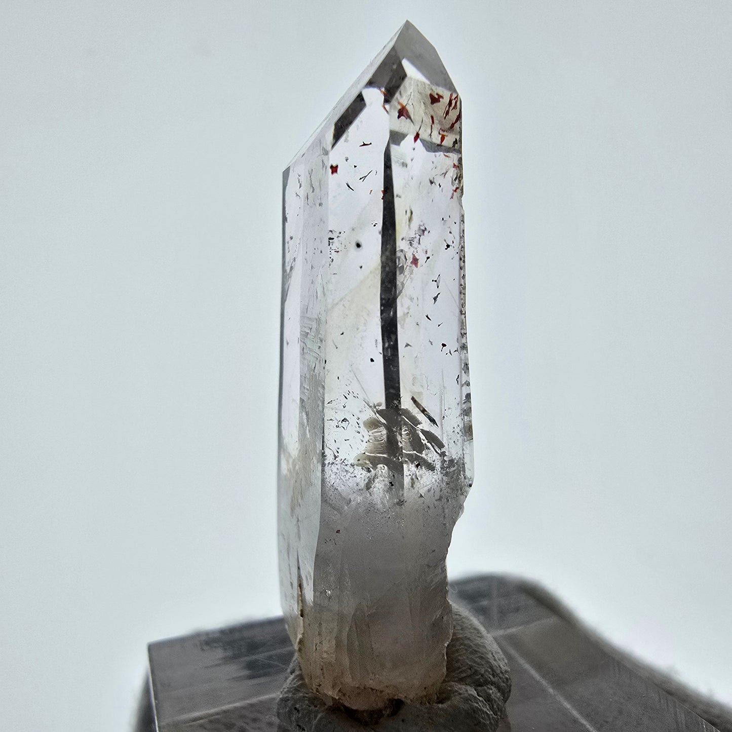 Quartz fumé fantôme Enhydro Harlequin, mine de calcite UV Streep, Namibie, 41 x 16 x 9 mm