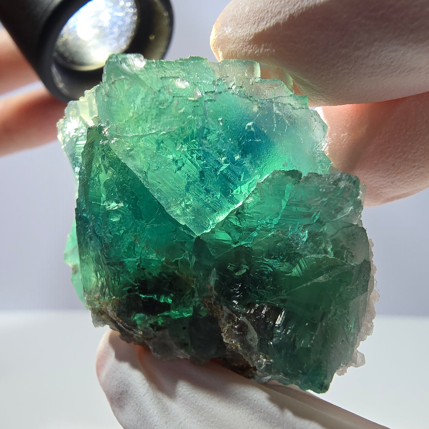 Rare cube de fluorite fantôme, spécimen de quartz vert Okorusu, Namibie, 44 x 40 x 29 mm