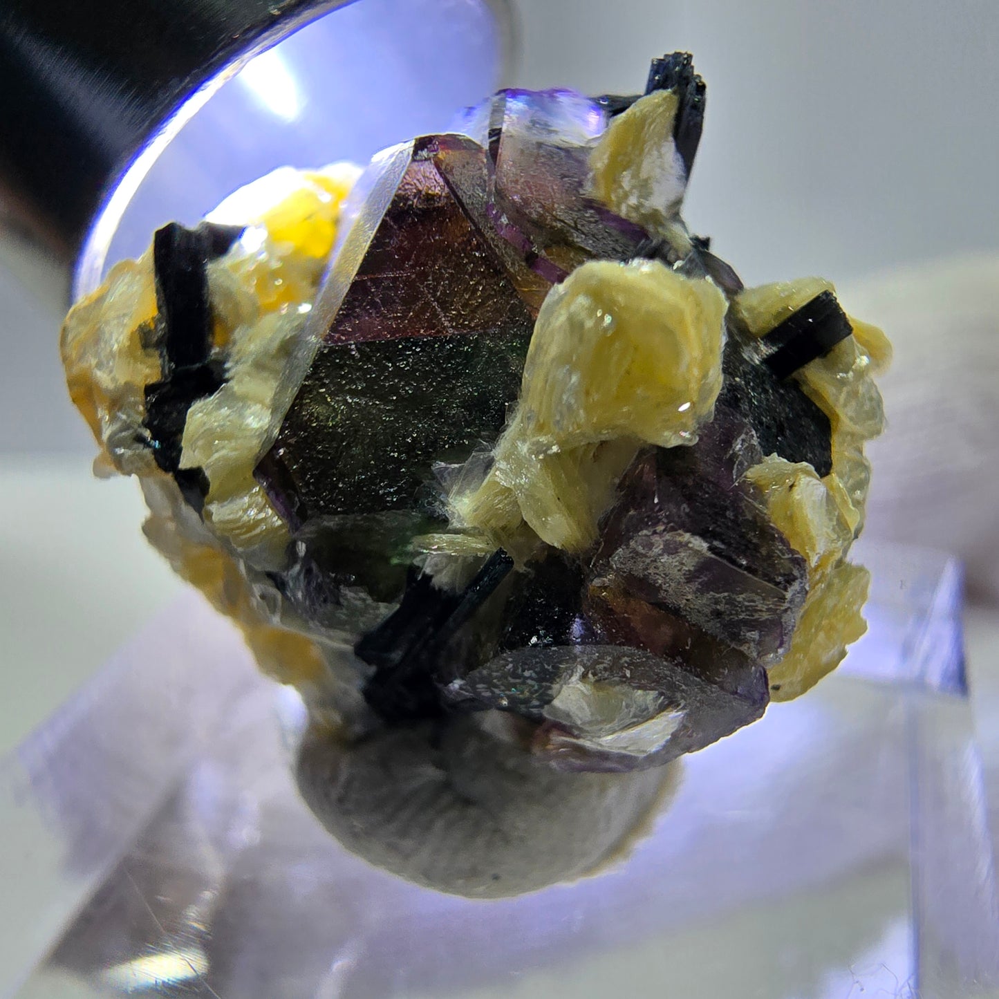 Fluorite fantôme colorée, Spécimen de tourmaline muscovite Schorl, Erongo, Namibie, 23 x 18 x 15 mm