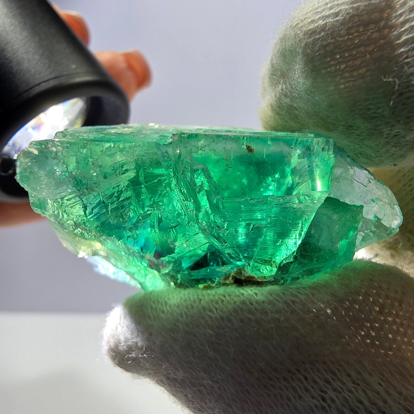 Rare spécimen de cube de fluorite fantôme, parqueté vert Okorusu, Namibie, 40 x 33 x 23 mm