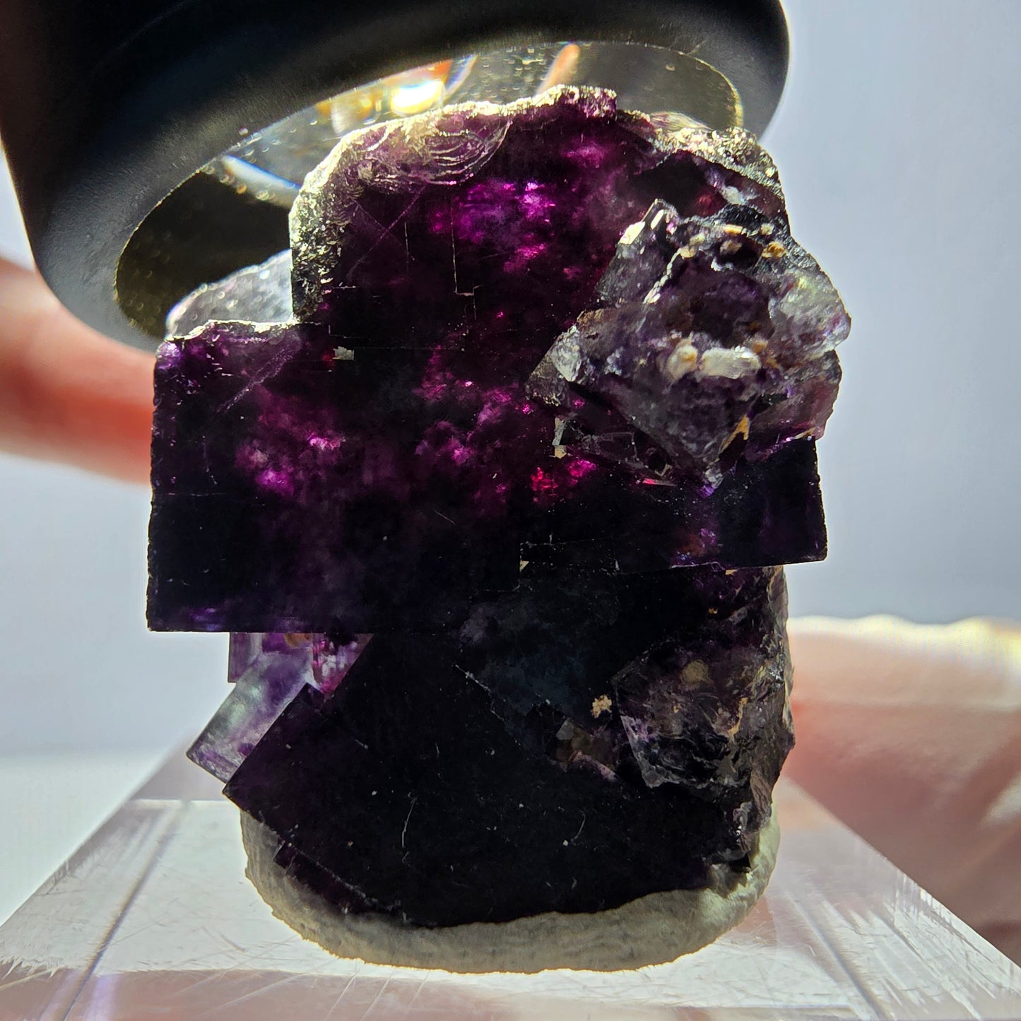 Spécimen de cube de fluorite fantôme, parqueté vert violet Okorusu, Namibie 30*24*21 mm