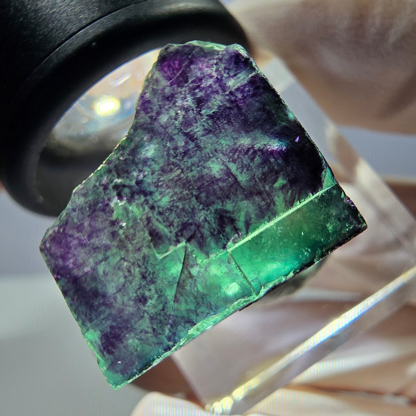 Phantom Fluorit Würfel Stufe grün lila zonal 11:11 Angel Pocket, Namibia 19*19*19mm