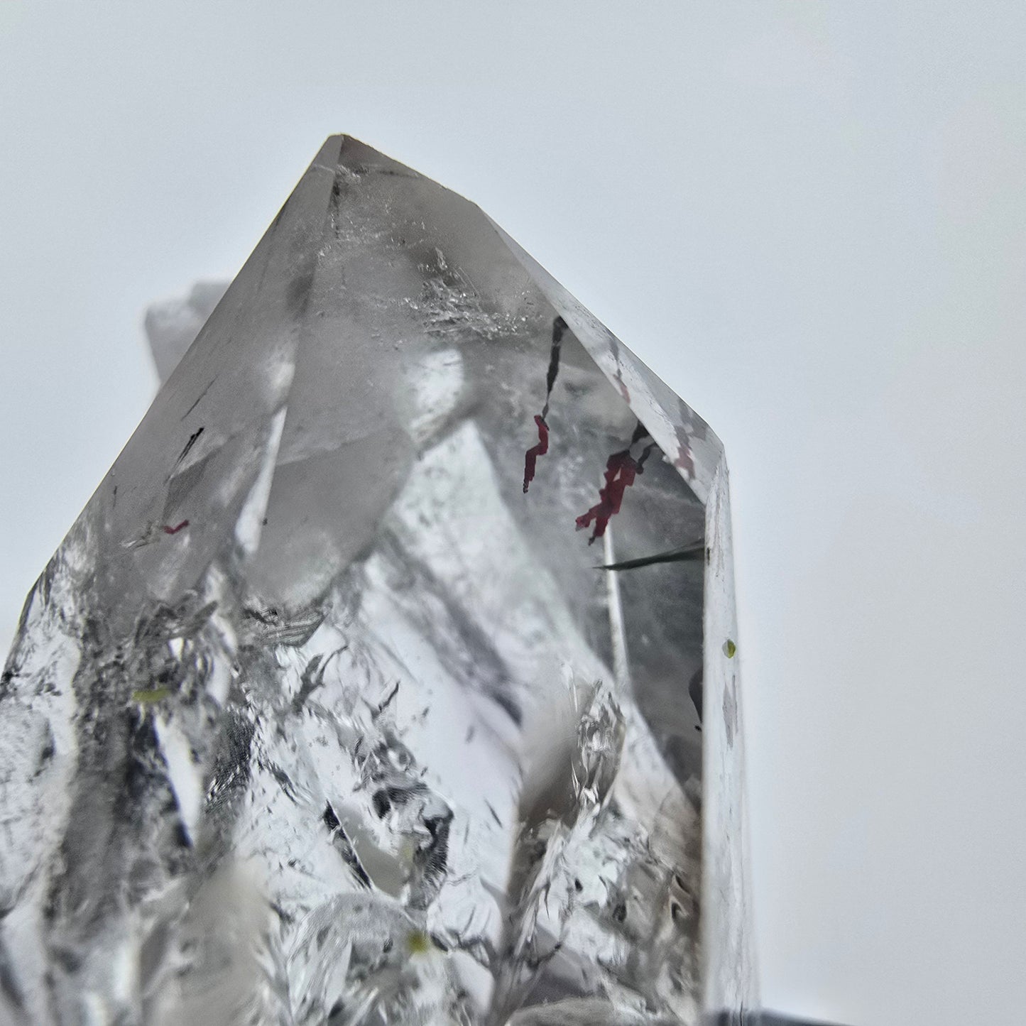 Clear Harlequin Quartz with Prehnite Streep Mine Goboboseb Namibia 39*23*16mm