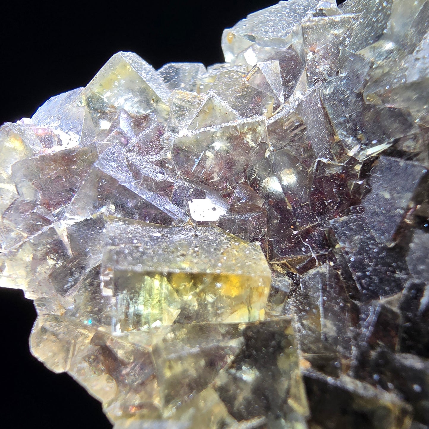 Honey Pocket Phantom Fluorite stage jaune violet Okorusu Namibie 49*37*11mm collection