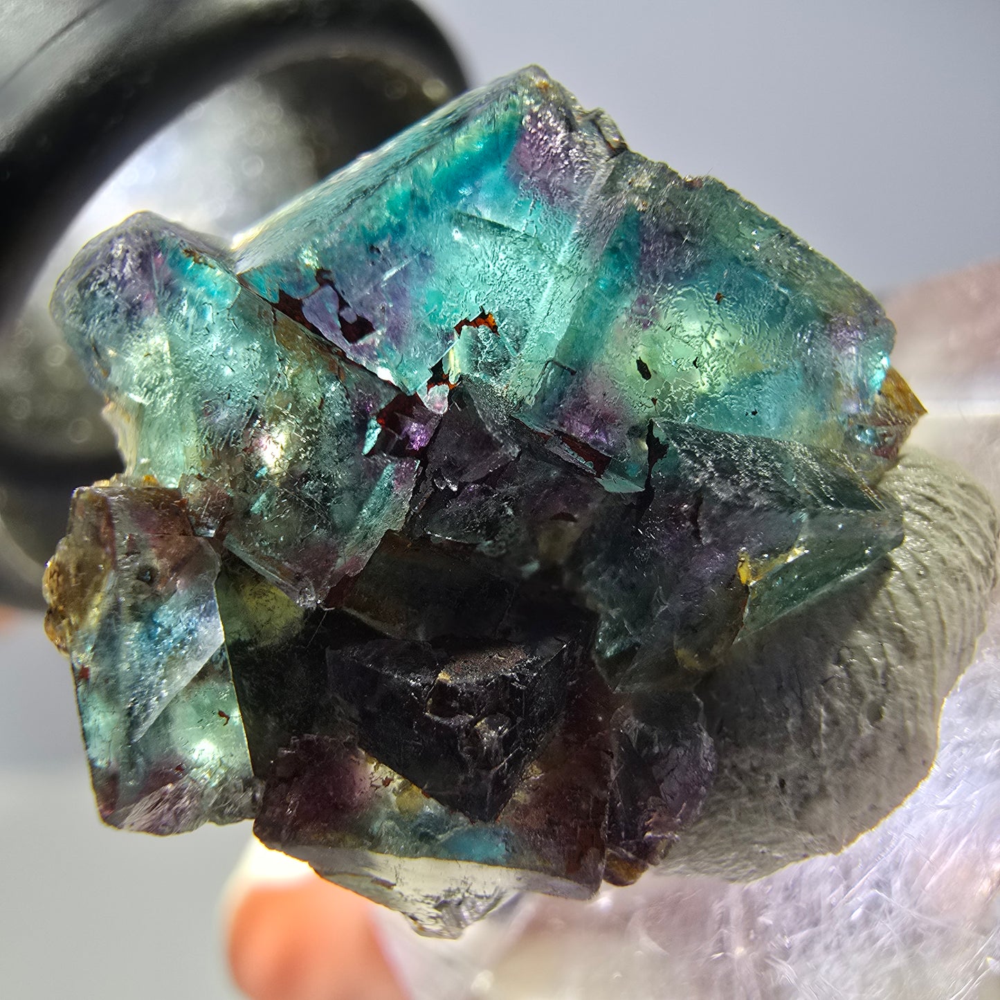 Phantom Fluorit Würfel Stufe, grün lila Okorusu, Namibia 20*19*15mm