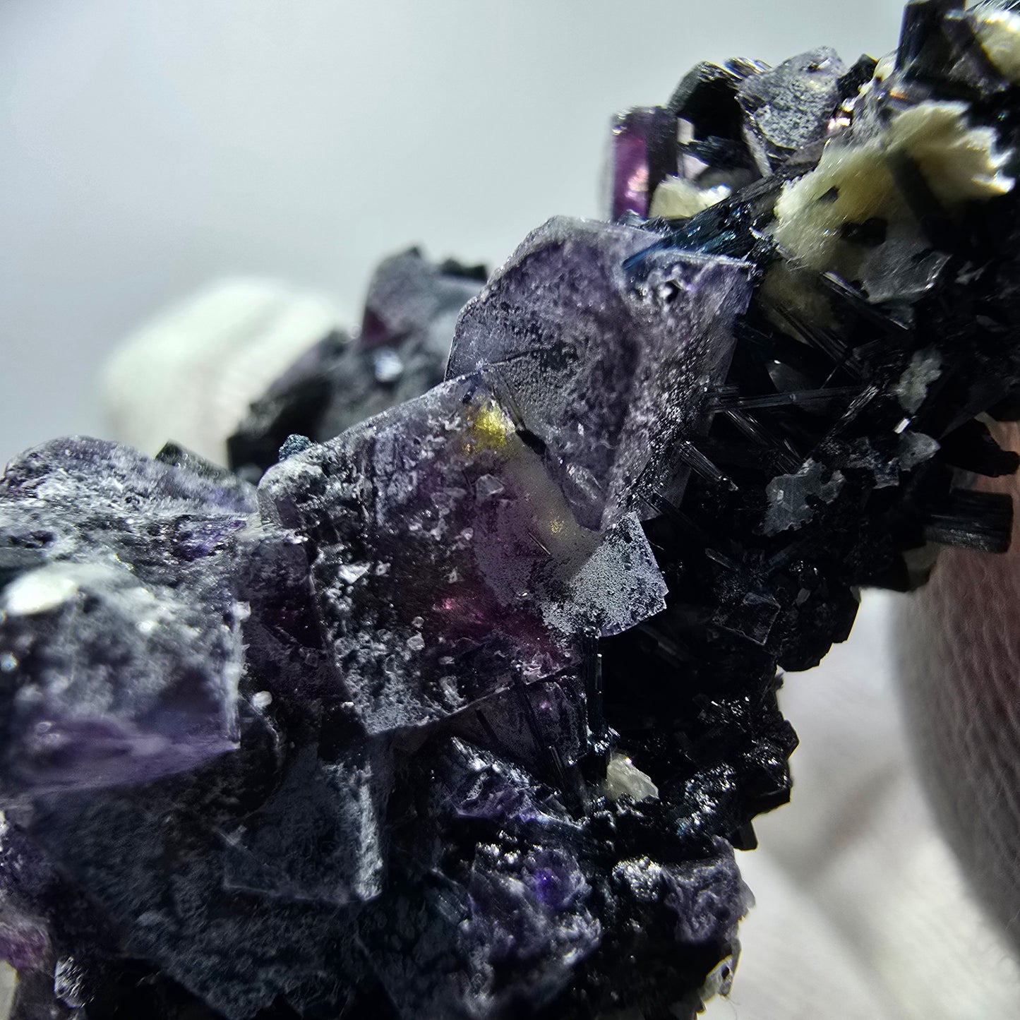 Colorful Phantom Fluorite Cubes Muscovite Schorl Tourmaline Erongo, Namibia 51*37*21mm
