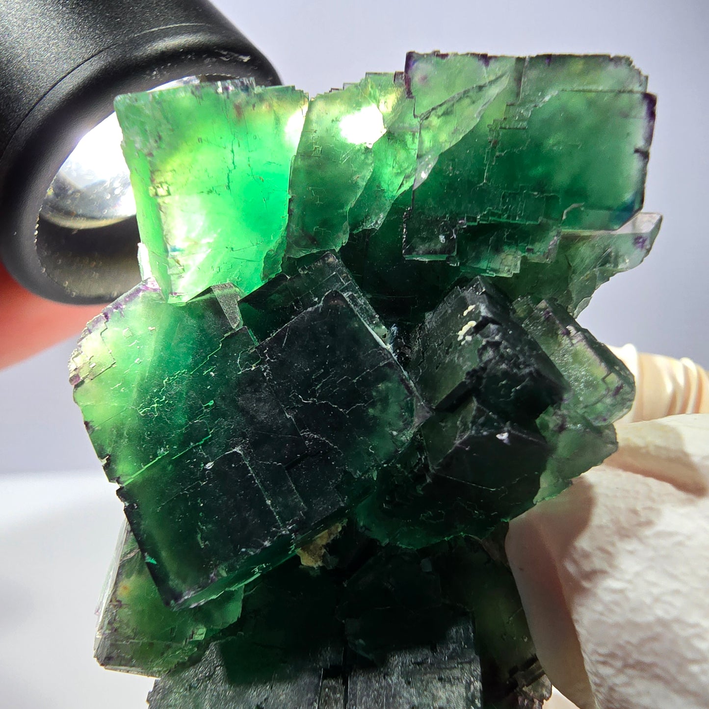 Spécimen de cube de fluorite fantôme, parqueté, zonal Okorusu, Namibie 51*38*29mm