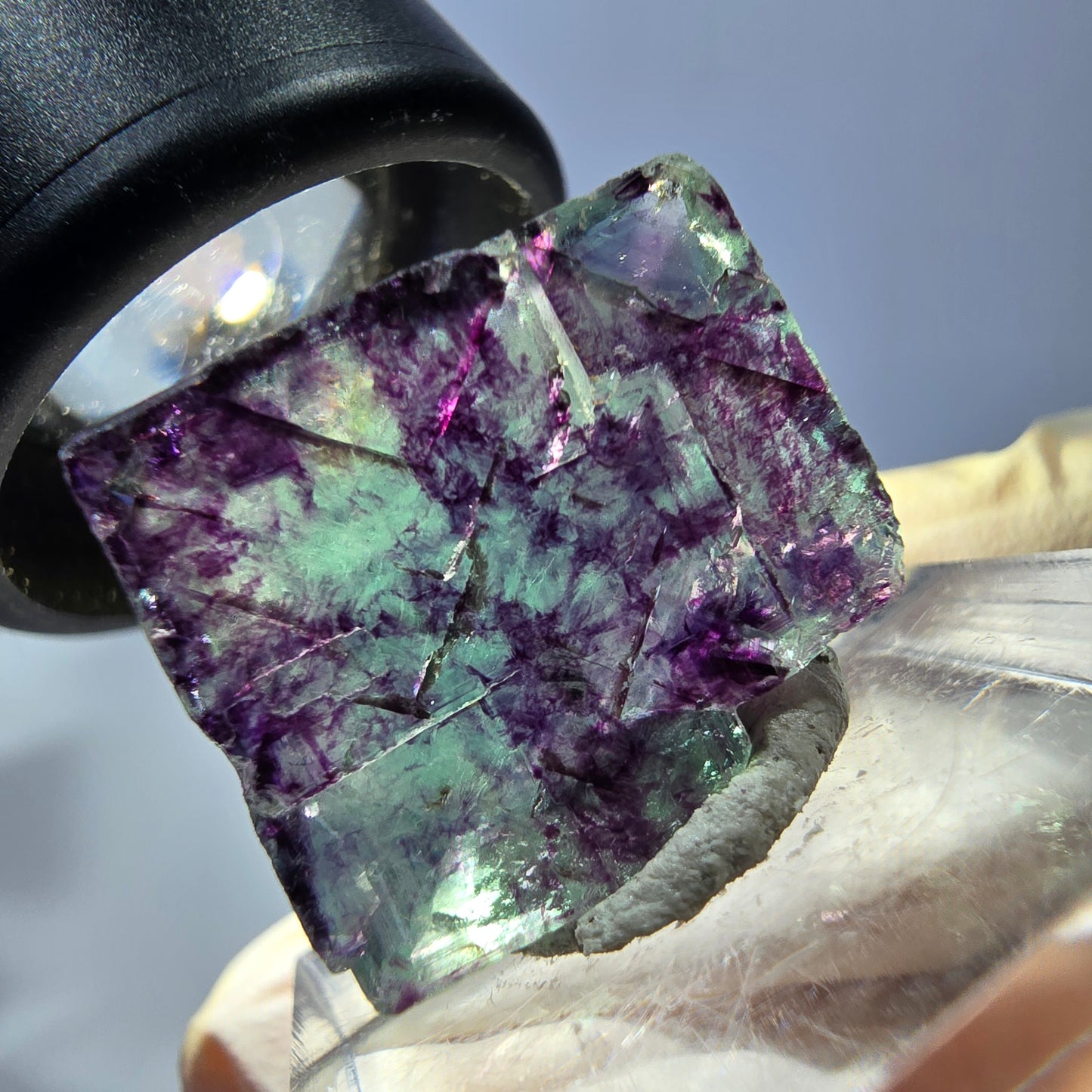 Phantom Fluorit Würfel parkettiert, grün lila Okorusu, Namibia 19*17*9mm