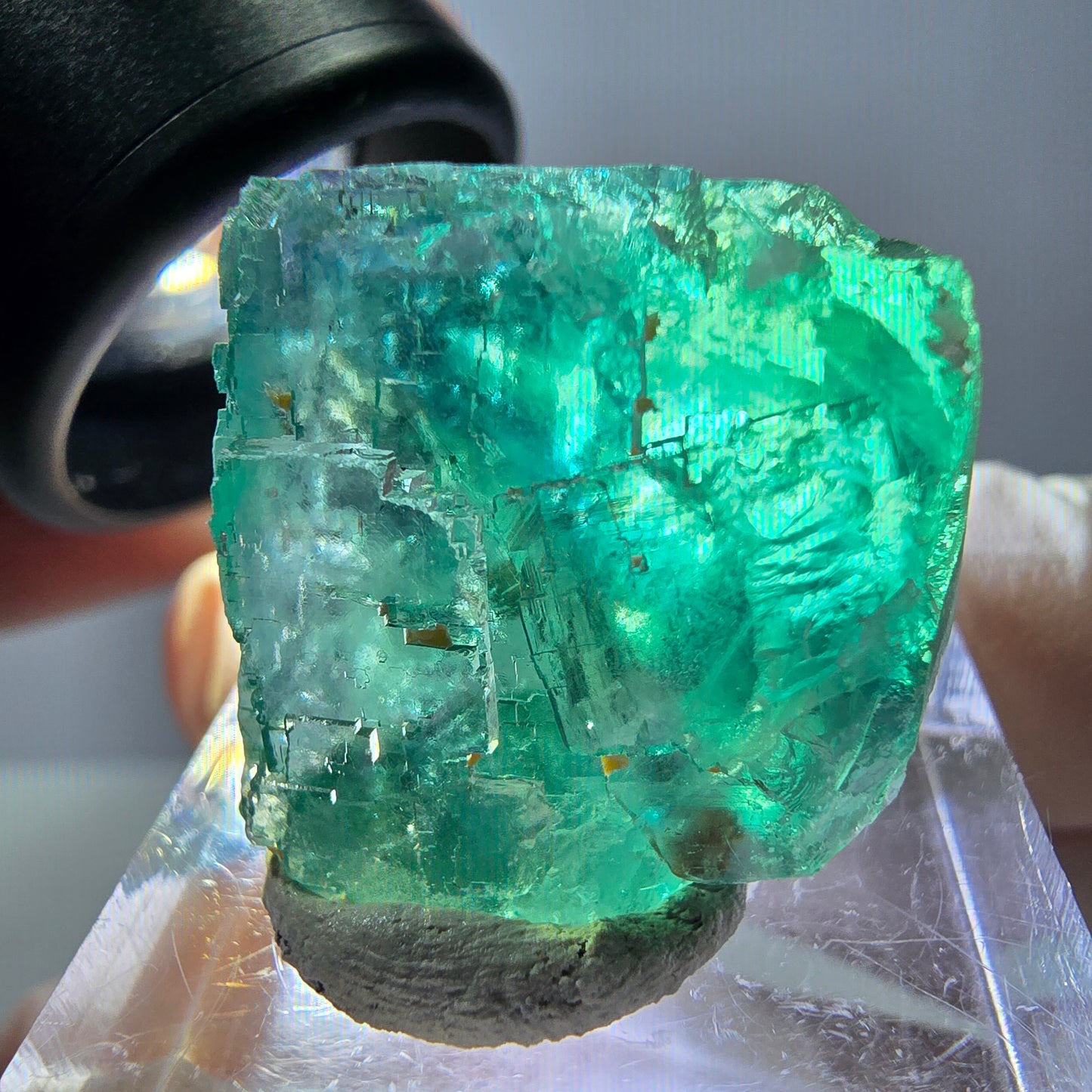 Klarer Phantom Fluorit Würfel parkettiert, grün Okorusu, Namibia 23*20*20mm