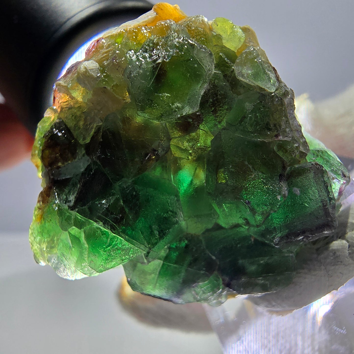 Phantom Fluorit Würfel, hexagonal Schörl Turmalin Muskovit Stufe Erongo Namibia 35*31*20mm