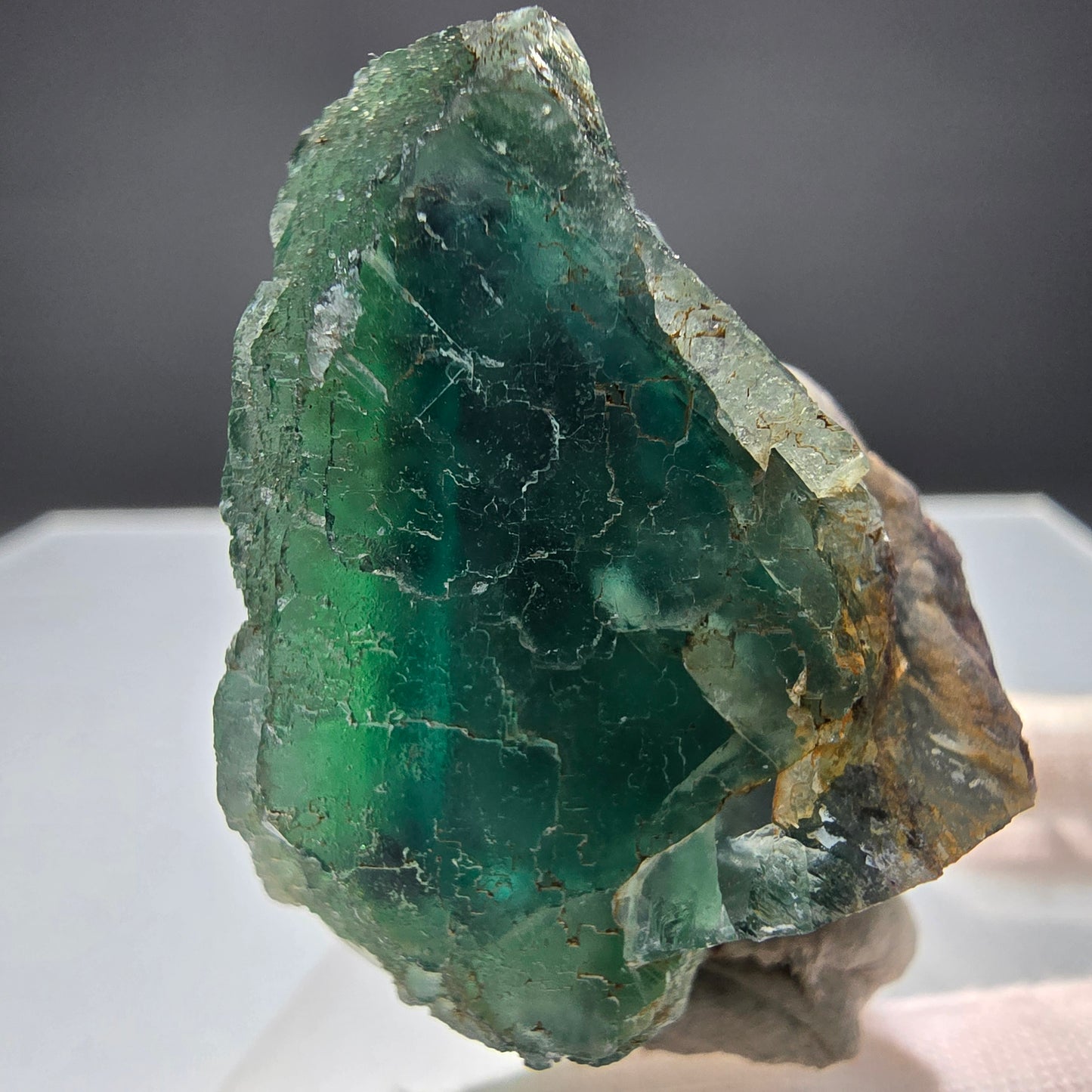 Seltene Phantom Fluorit Würfel Stufe grün lila Okorusu, Namibia 58*45*31mm