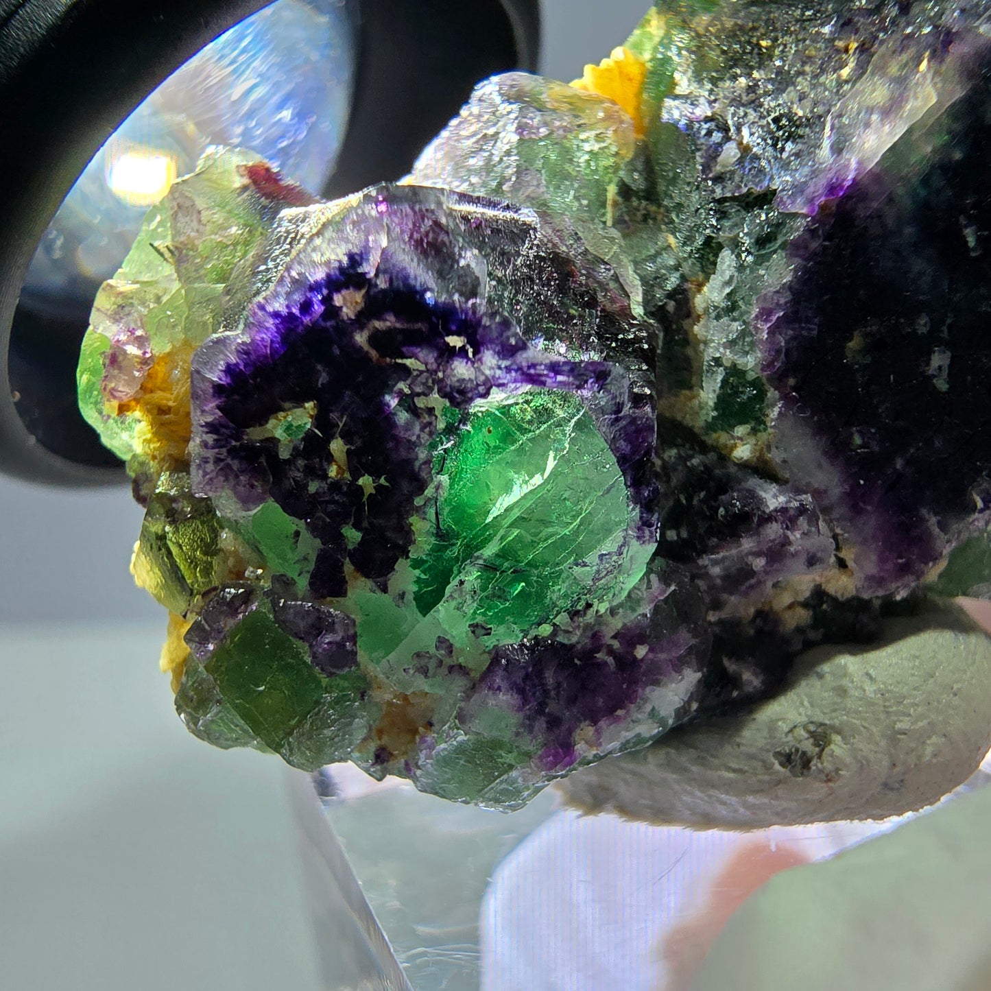 Cube de fluorite fantôme, zonal, muscovite, spécimen de tourmaline Schorl, Erongo, Namibie, 40 x 27 x 21 mm