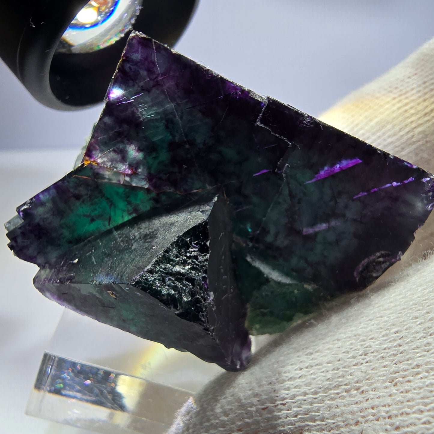 Seltene Phantom Fluorit Würfel Stufe zonal grün lila Okorusu, Namibia 54*48*44mm