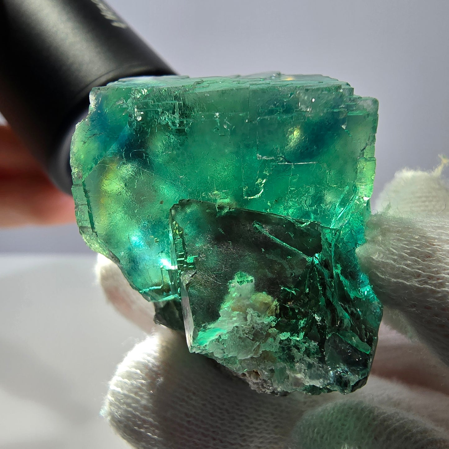 Rare spécimen de cube de fluorite fantôme, parqueté vert Okorusu, Namibie, 41 x 31 x 32 mm