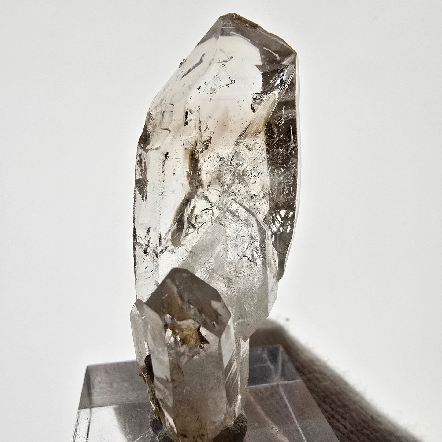 Sceptre DT en quartz fumé squelette Enhydro, 2x Bubble Valentine Pocket, Namibie 49 x 19 x 17 mm