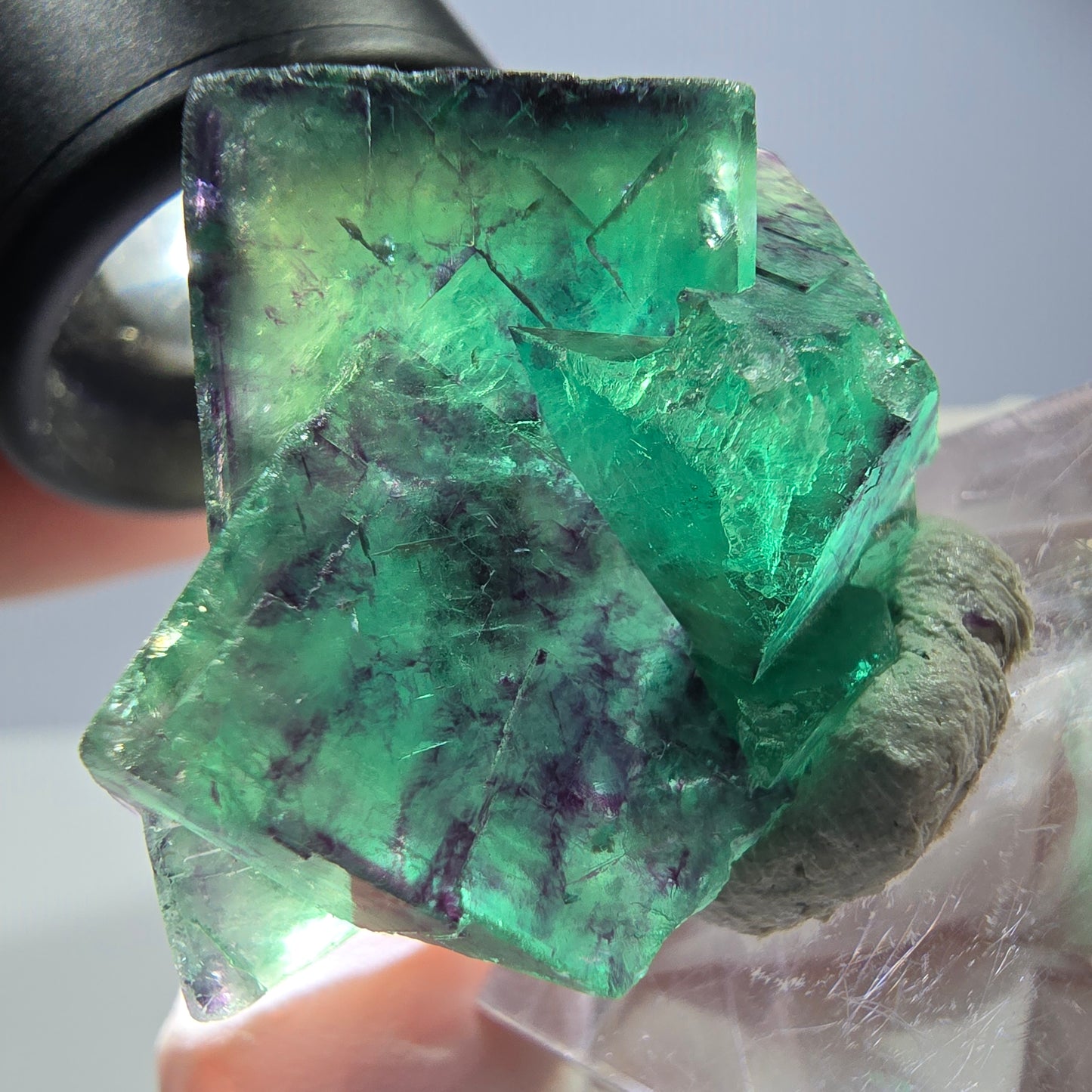Phantom Fluorit Würfel Stufe, parkettiert grün lila Okorusu, Namibia 37*27*19mm