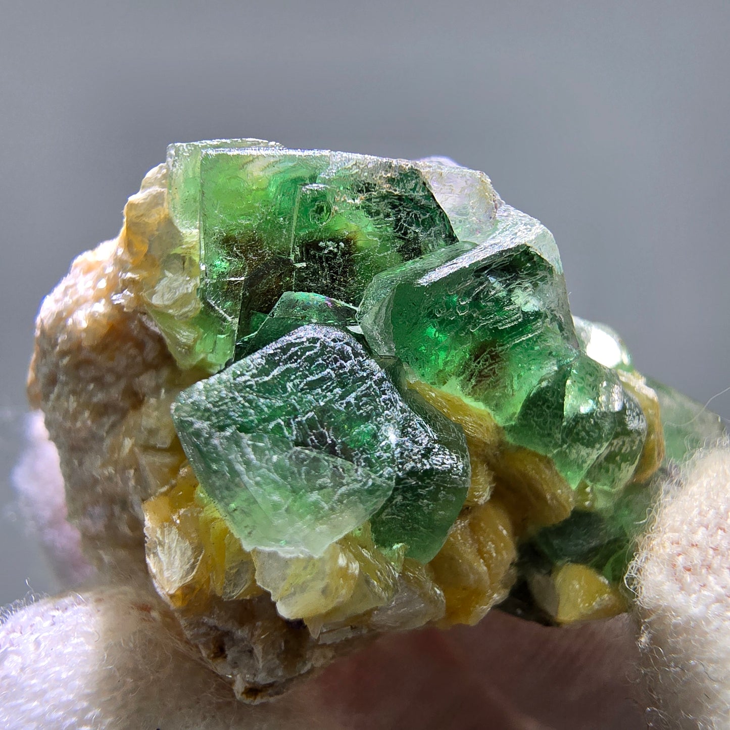 Phantom Fluorit Würfel, Muskovit Stufe Erongo, Namibia 34*28*25mm Sammlung