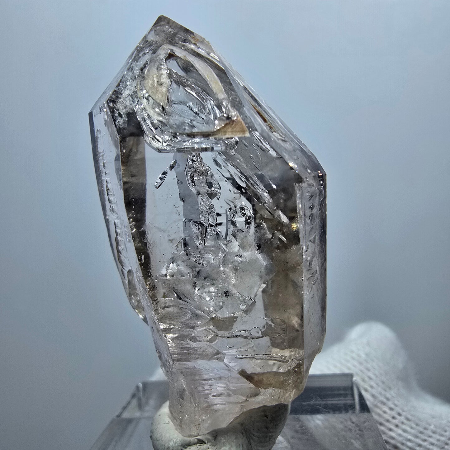 Pointe de quartz fumé Enhydro Phantom, 1x Bubble Goboboseb, Namibie 42 x 21 x 20 mm