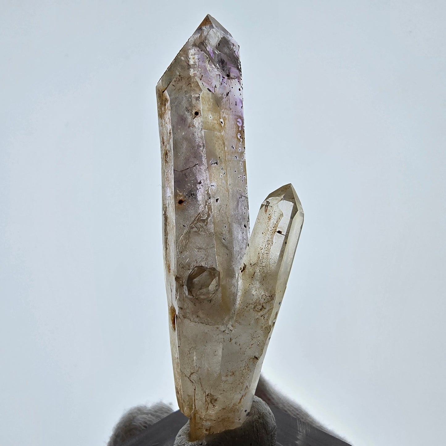 Harlekin Phantom Amethyst DT Zepter, UV Calcit Streep Mine, Namibia 70*19*19mm