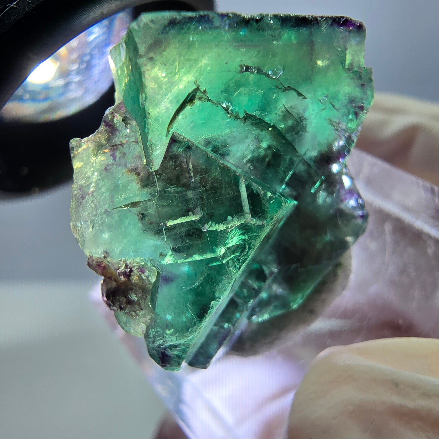 Phantom Fluorit Würfel Stufe, parkettiert grün lila Okorusu, Namibia 24*22*14mm