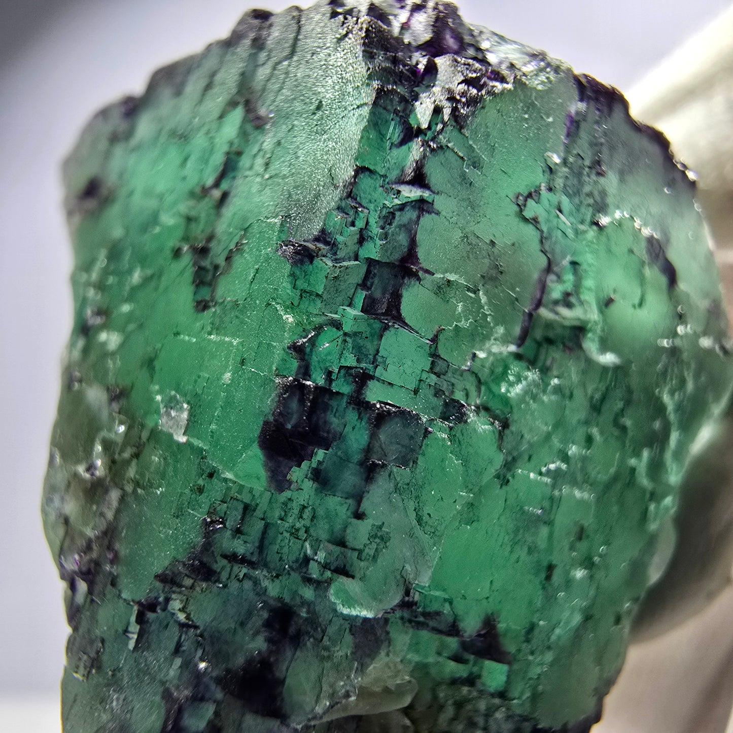 Cube de fluorite fantôme, parquet zonal vert violet Okorusu, Namibie 38*36*23mm