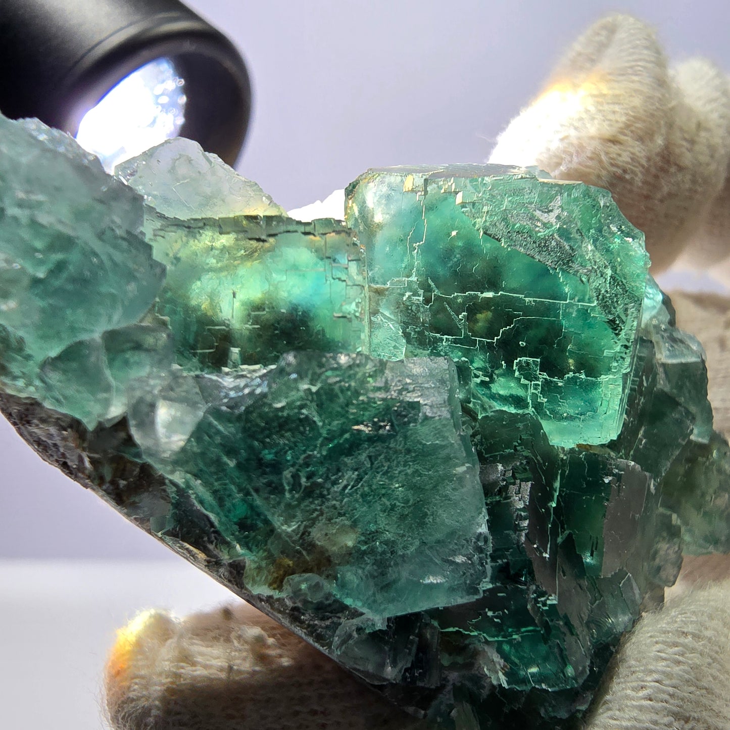 Rare spécimen de cube de fluorite fantôme, parqueté vert Okorusu, Namibie, 62 x 39 x 19 mm