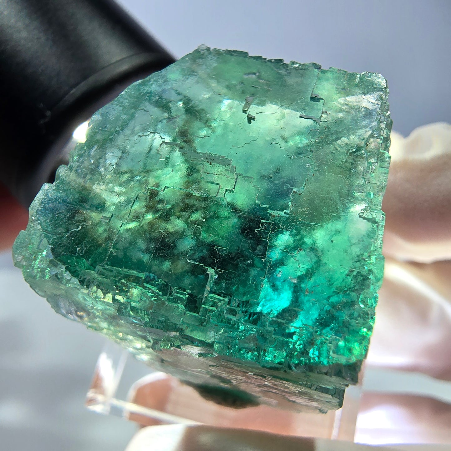 Klarer Phantom Fluorit Würfel parkettiert, grün Okorusu, Namibia 26*25*25mm