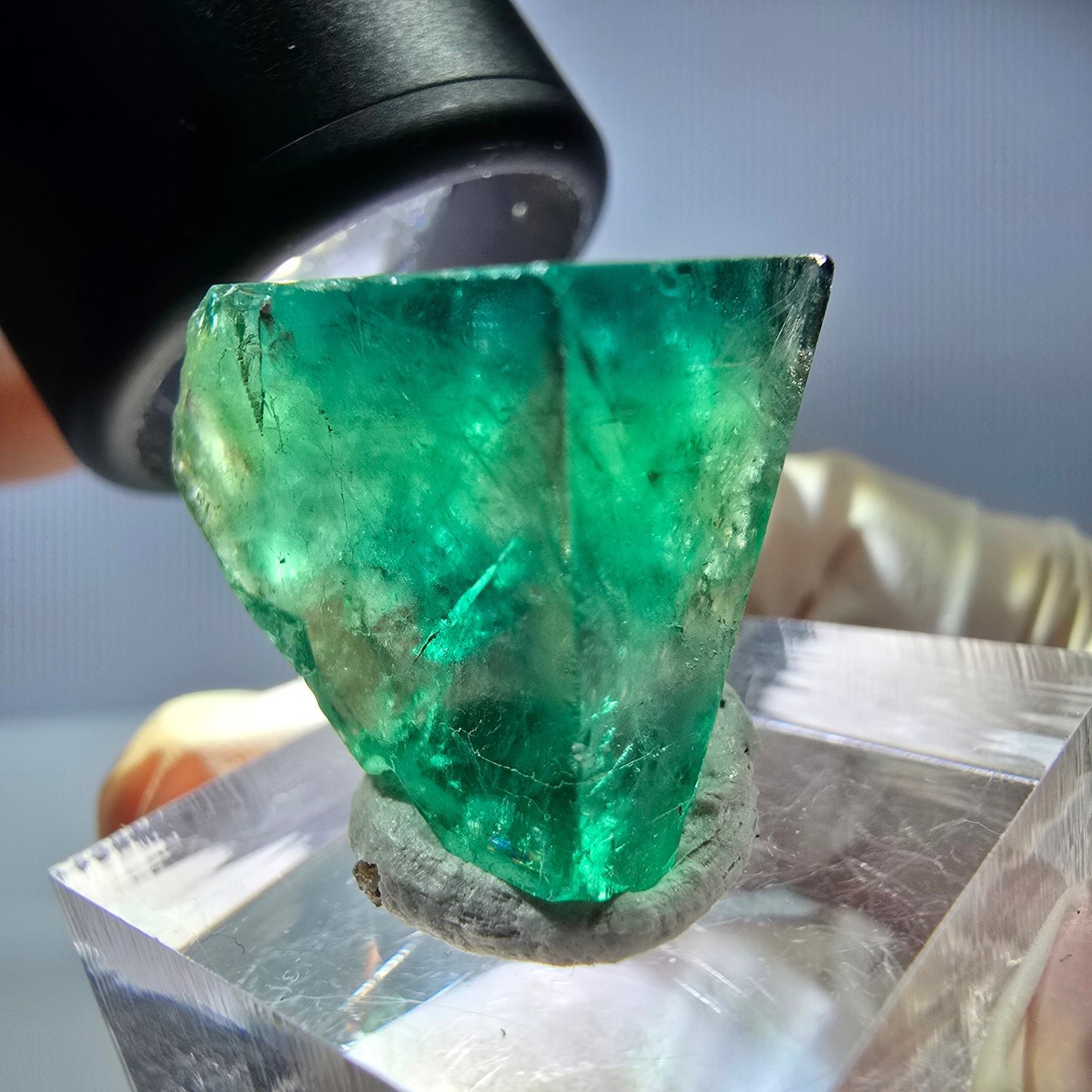 Rare cube de fluorite fantôme parqueté vert Okorusu, Namibie 21*18*12mm