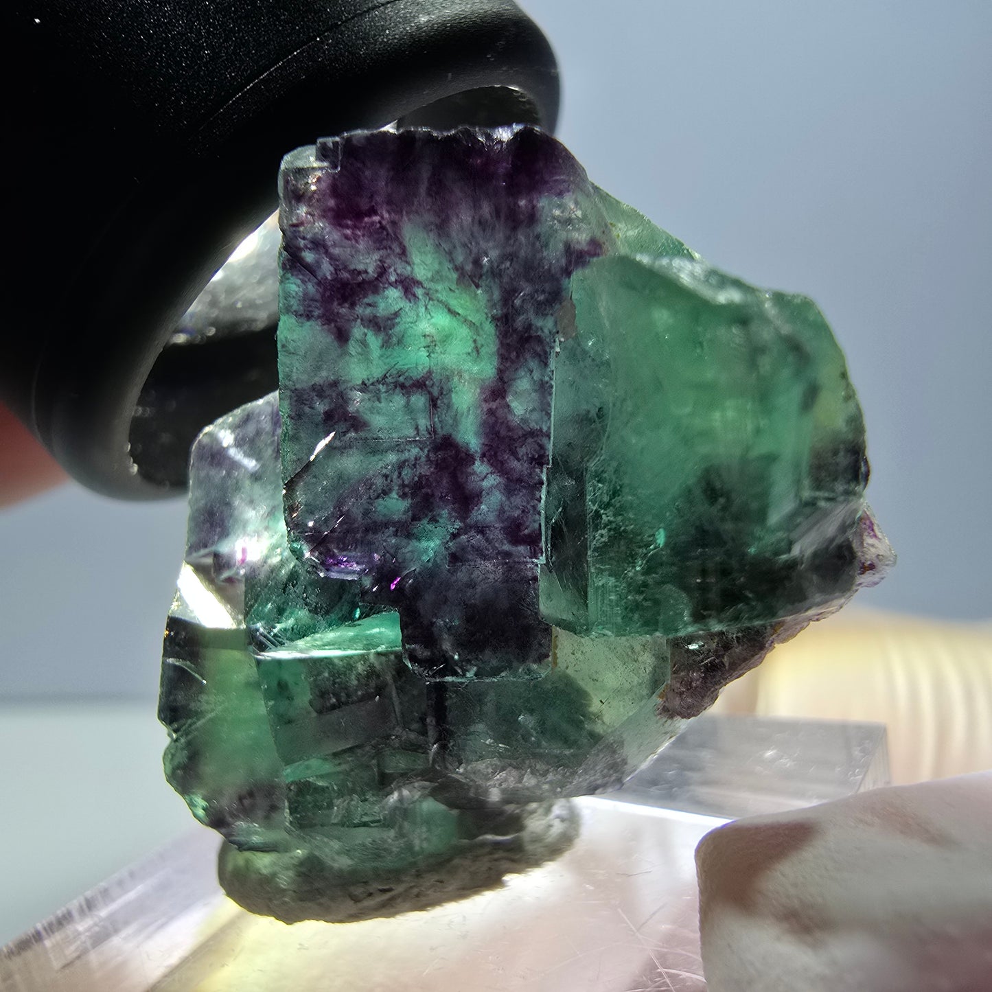 Phantom Fluorit Würfel Stufe, parkettiert grün lila Okorusu, Namibia 34*25*12mm