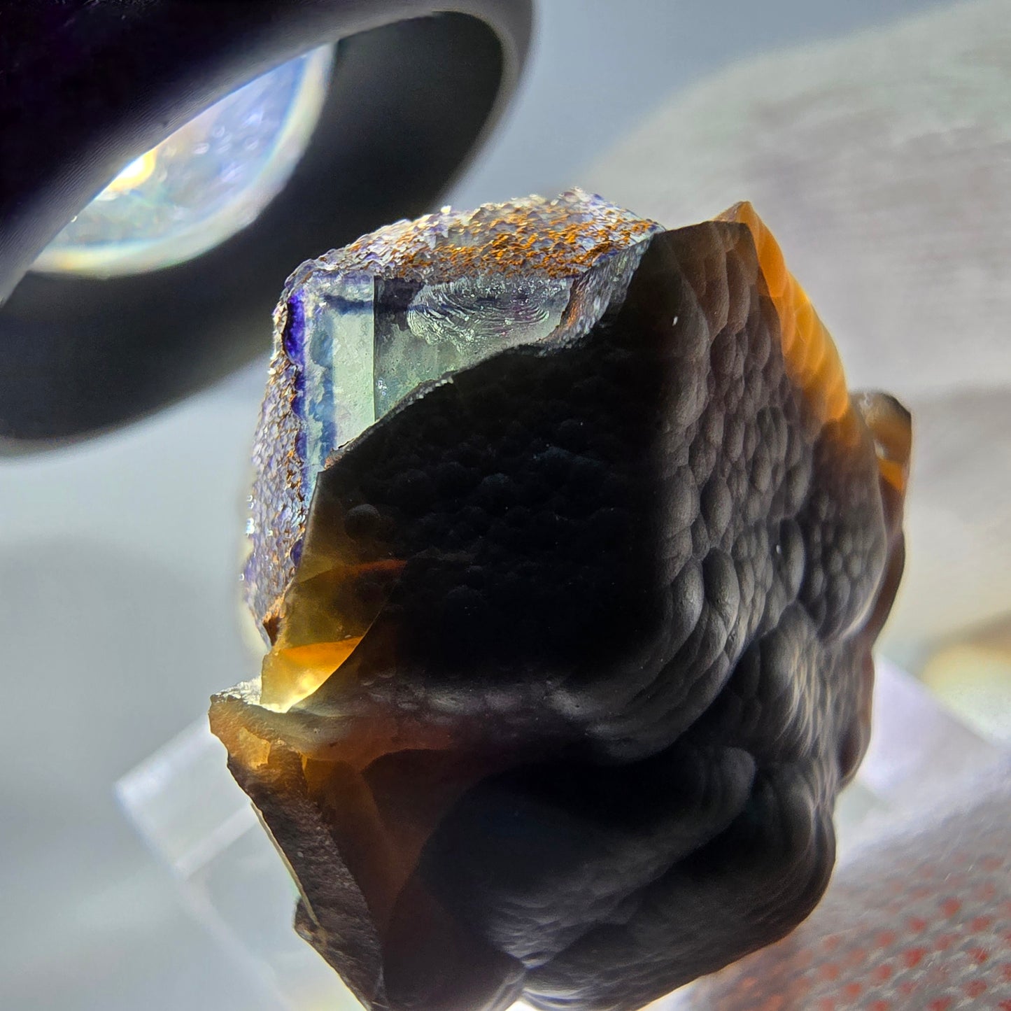 Spécimen de fluorite fantôme et d'hématite, Erongo, Namibie, 28 x 26 x 15 mm