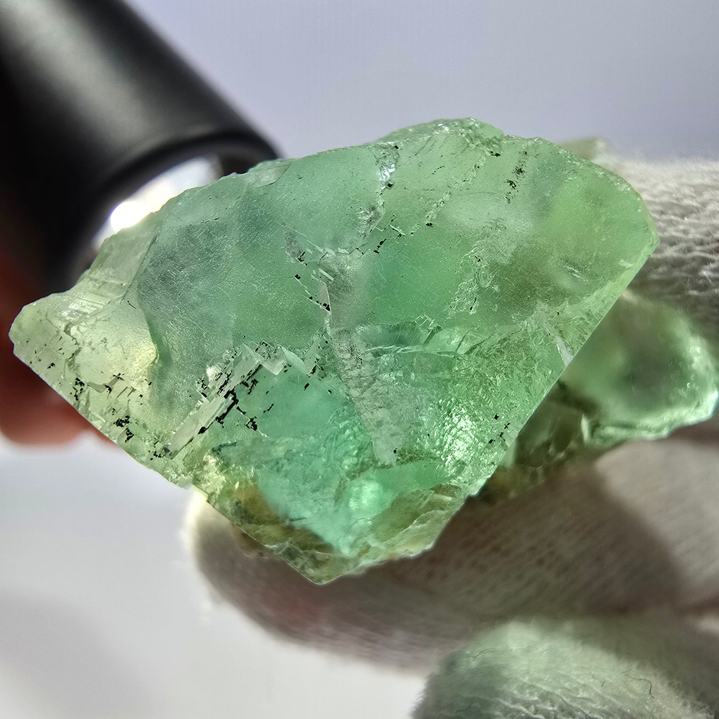 Rare spécimen de cube de fluorite fantôme, parqueté vert Okorusu, Namibie, 45 x 29 x 23 mm
