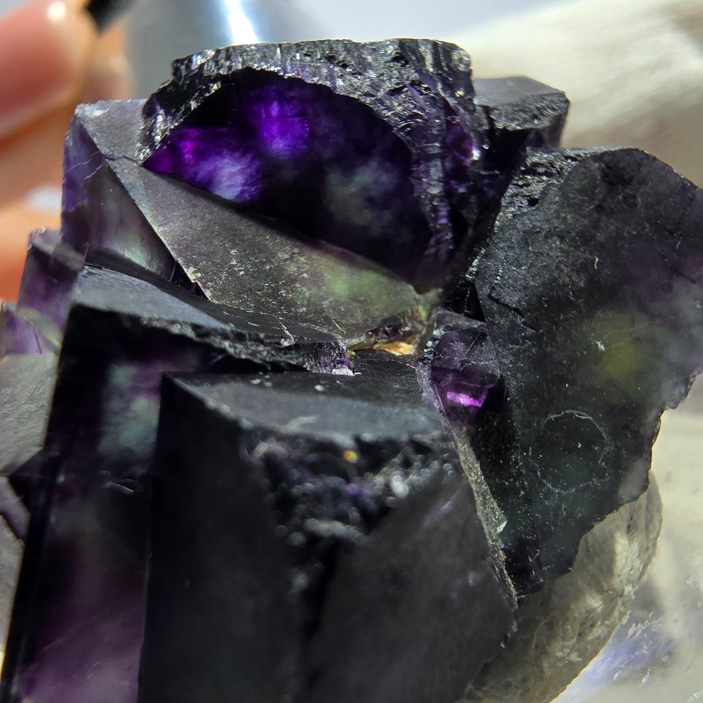 Klare Phantom Fluorit Würfel Stufe zonal grün lila Okorusu, Namibia 37*31*24mm