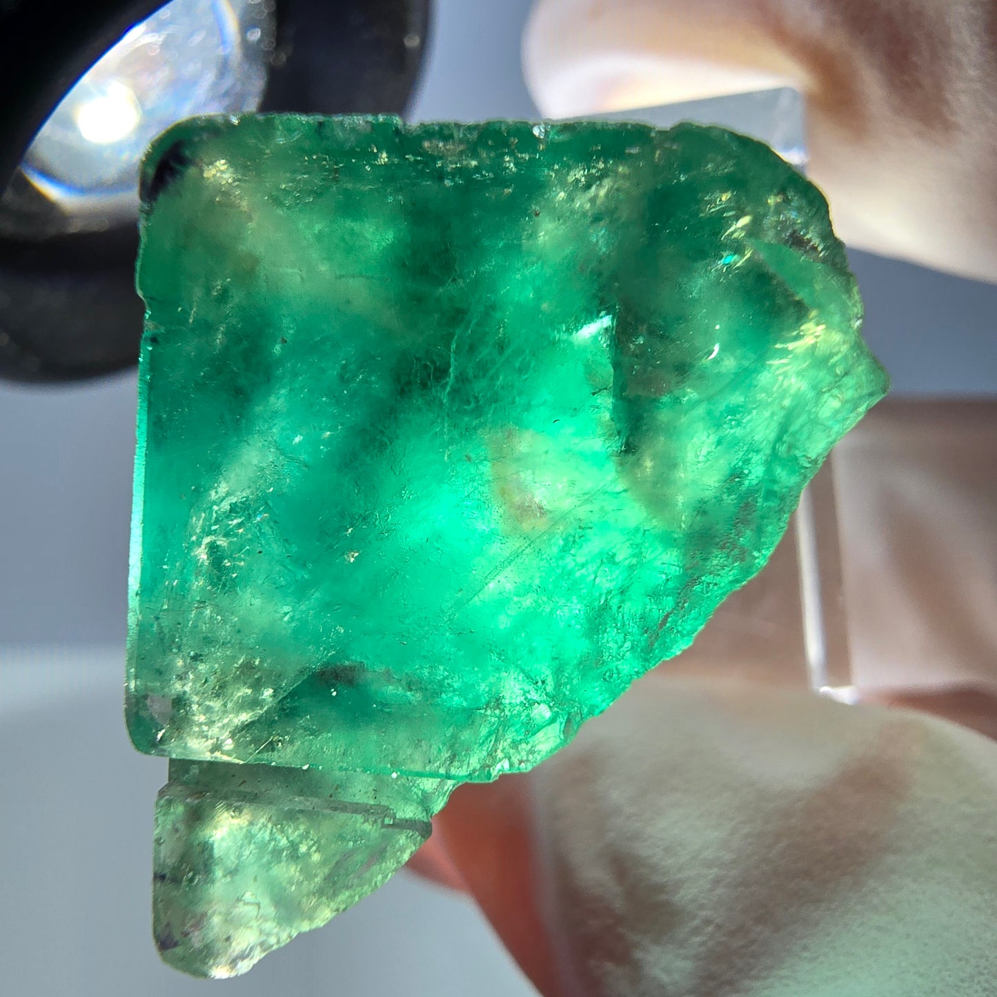 Klarer Phantom Fluorit Würfel parkettiert, grün Okorusu, Namibia 22*21*19mm
